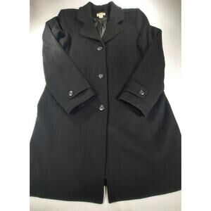 Vintage LL Bean Coat Women's 10/12 Black Lambswool Thinsulate Overcoat Casual